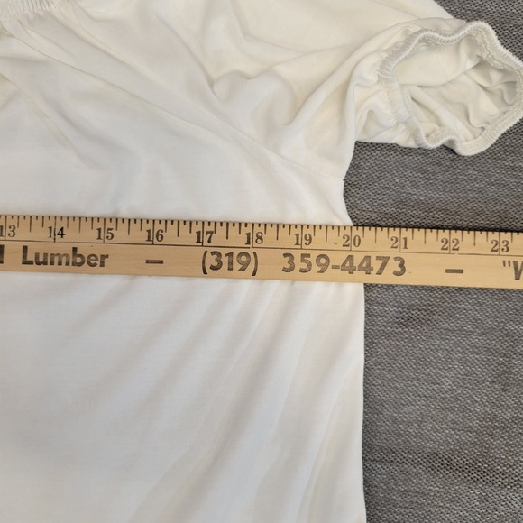 Green Envelope Los Angeles Cream Modal Blend Puff Sleeve Peasant Blouse Large - Picture 3 of 7